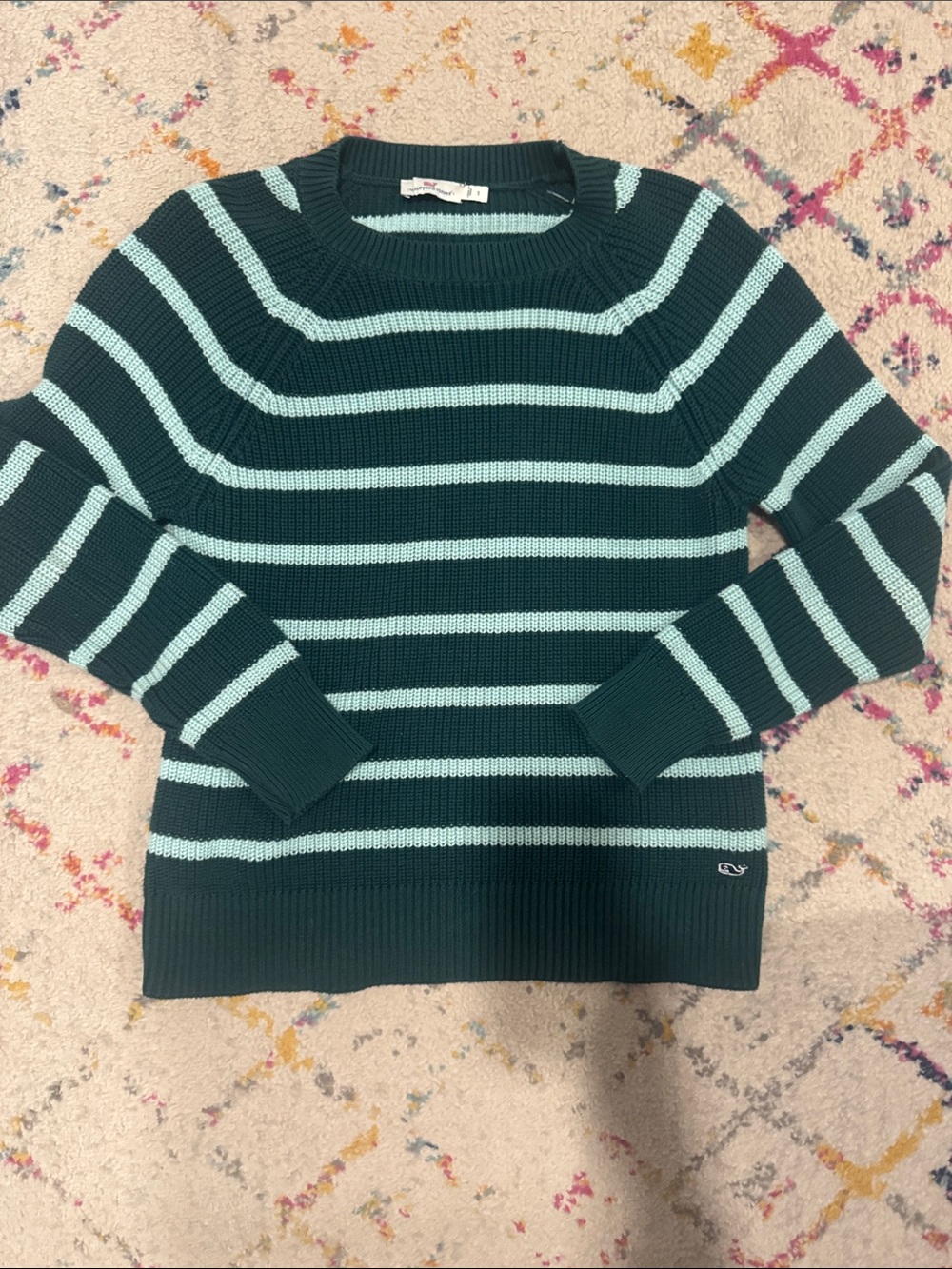 Vineyard Vines Teal & Mint Striped Crewneck Sweater